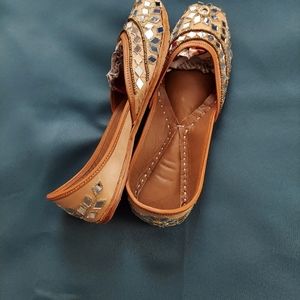 Hand Embroidered Leather Flats